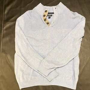 Club Room Light Gray V-Neck Sweater with Button Details